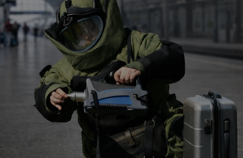 Bomb Squad Specialist Secure Railway Station with EXPLONIX 2 HazMat Analyzer