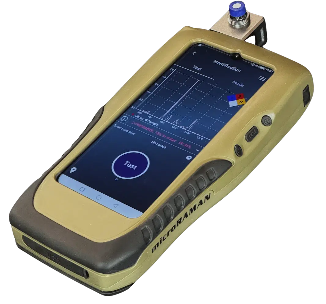 microRAMAN spectrometer identifies chemicals without opening containes